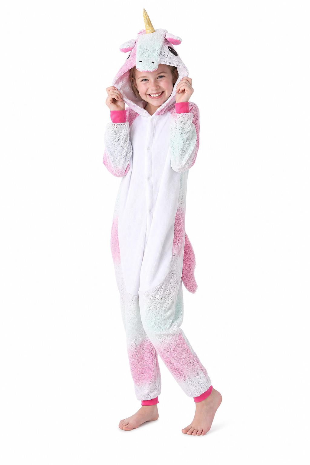 Kids' Plush Gradient Unicorn Kigurumi