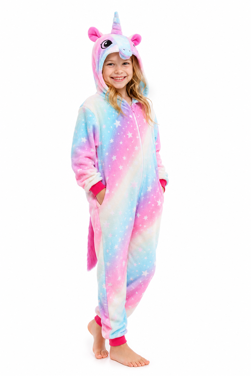 Kids' Plush Pastel Tie-Dye Unicorn Onesie