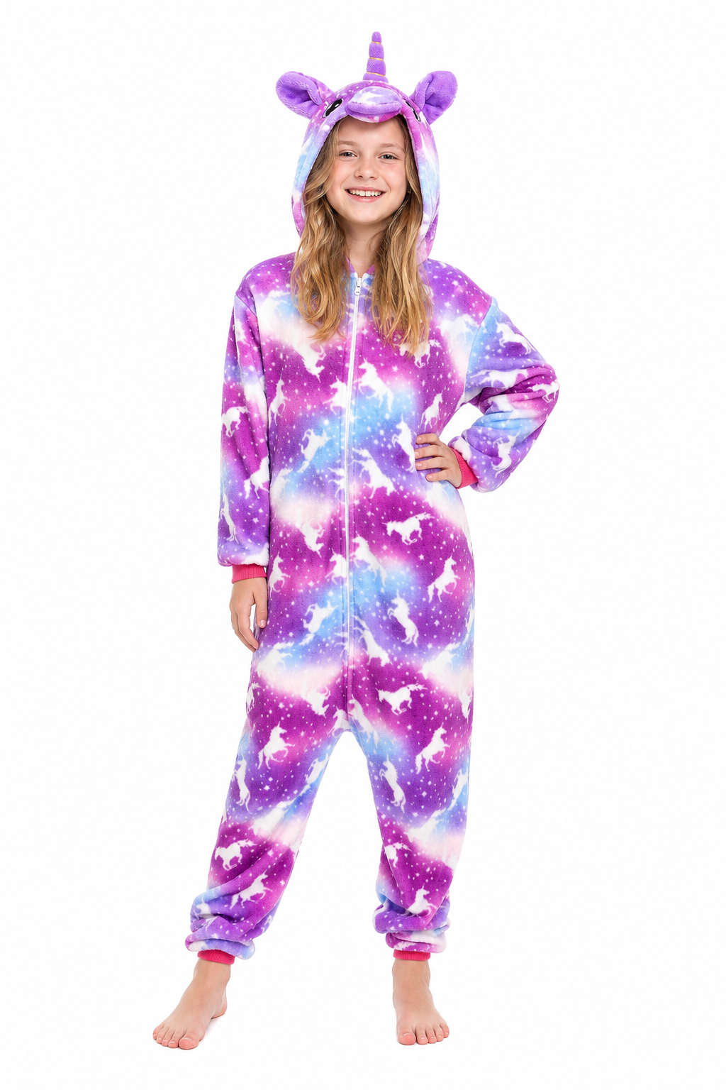 Kids' Plush Unicorn Galaxy Print Onesie