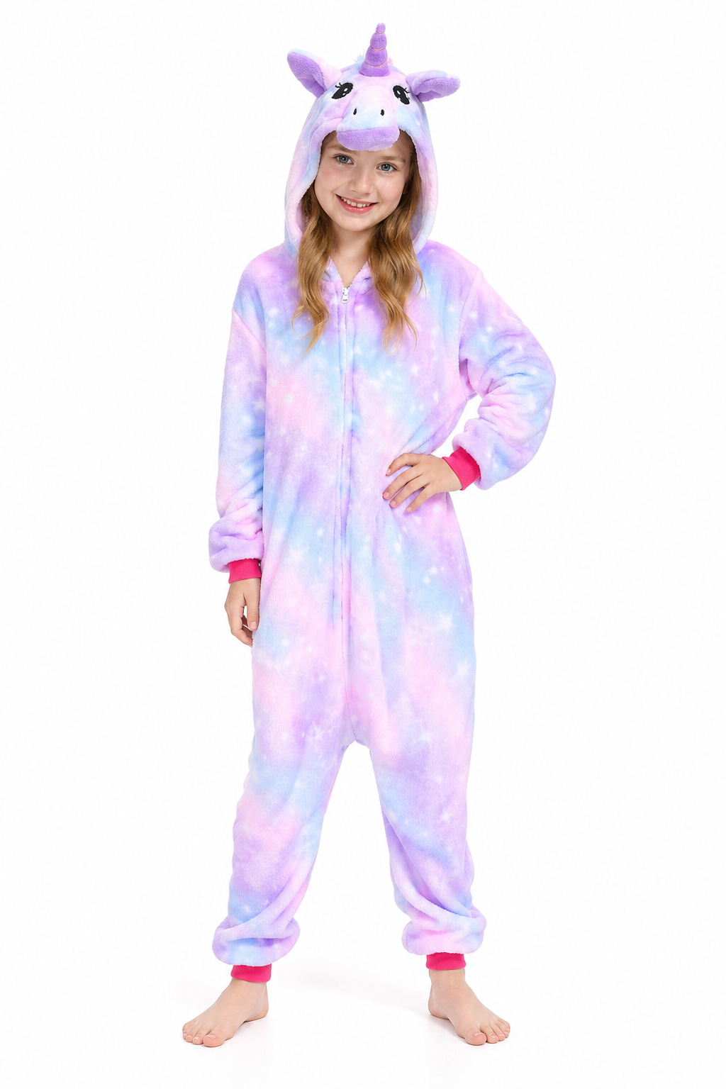Kids' Plush Unicorn Onesie with Pastel Tie-Dye