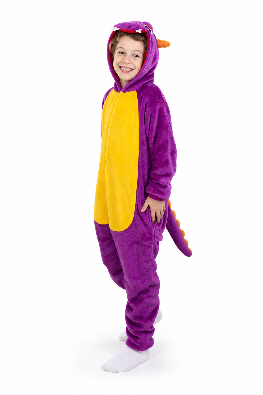 Kids Purple Dinosaur Plush Onesie