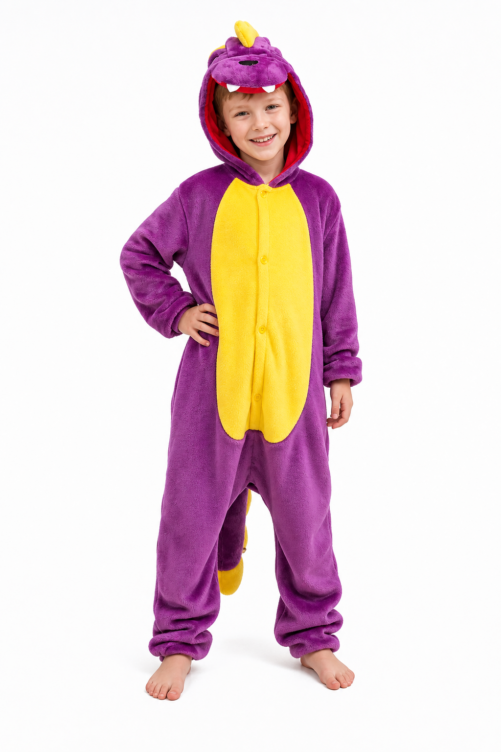 Kids Purple Dragon Fleece Kigurumi