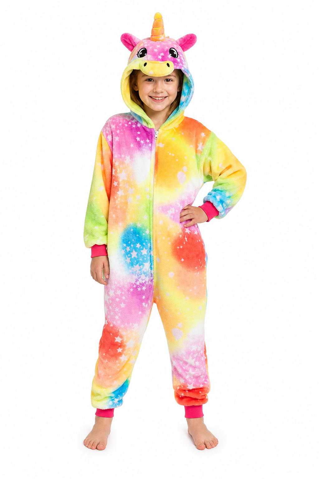 Kids' Rainbow Star Unicorn Plush Onesie