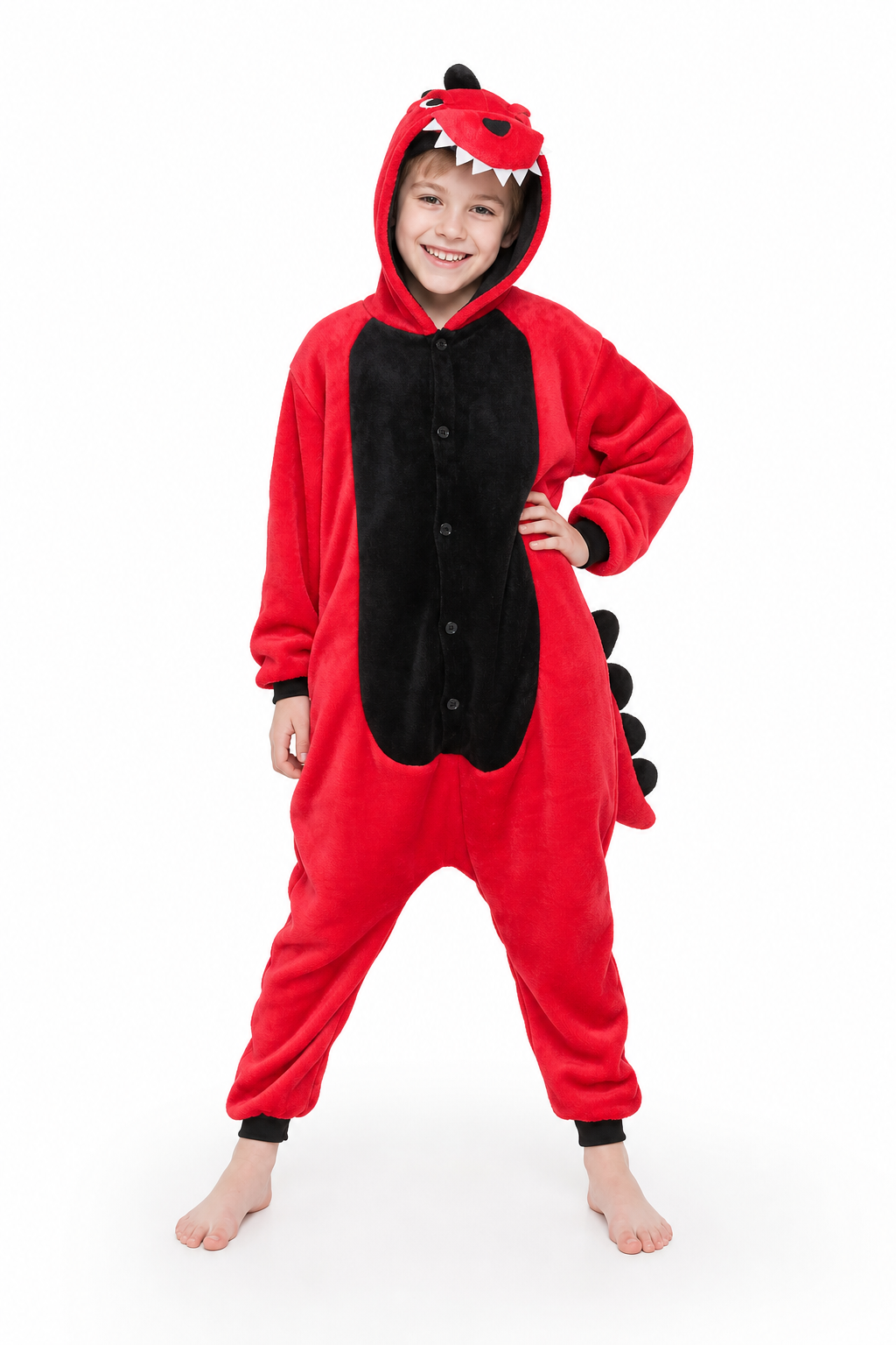Kids' Red T-Rex Plush Kigurumi
