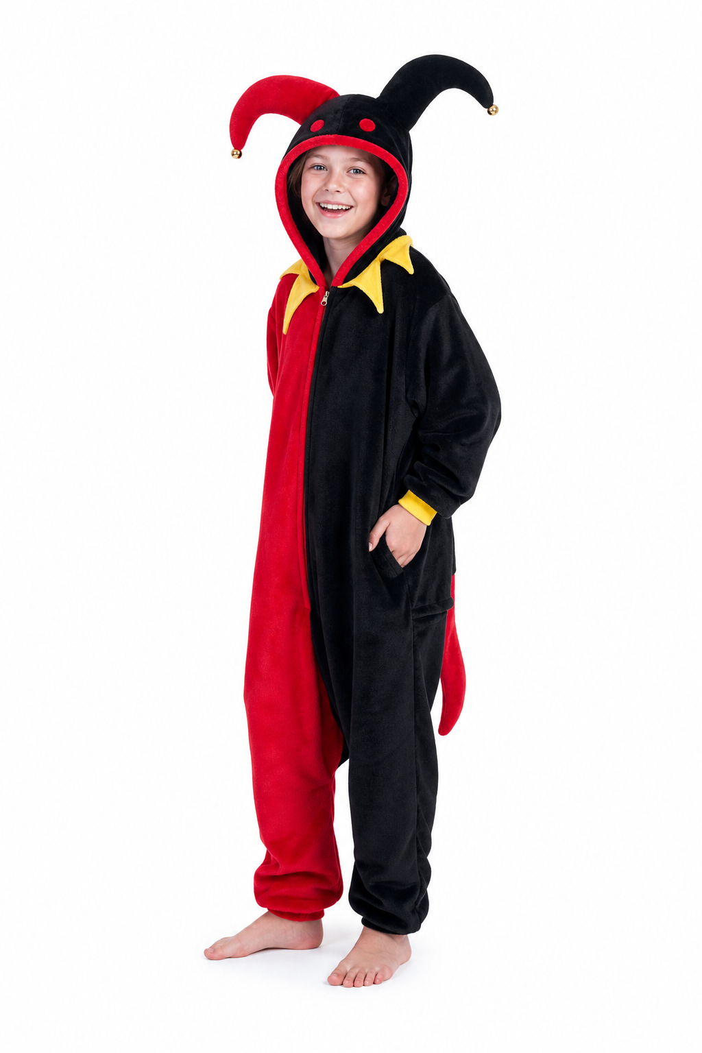 Kids Two-Tone Jester Kigurumi with Bells