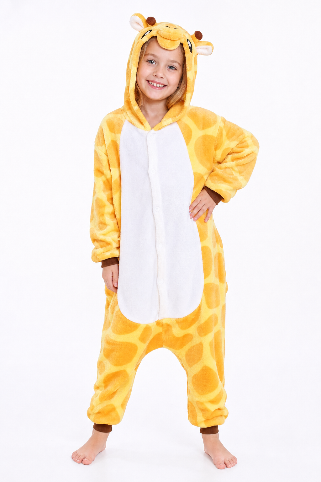 Kids' Yellow Giraffe Plush Hooded Kigurumi