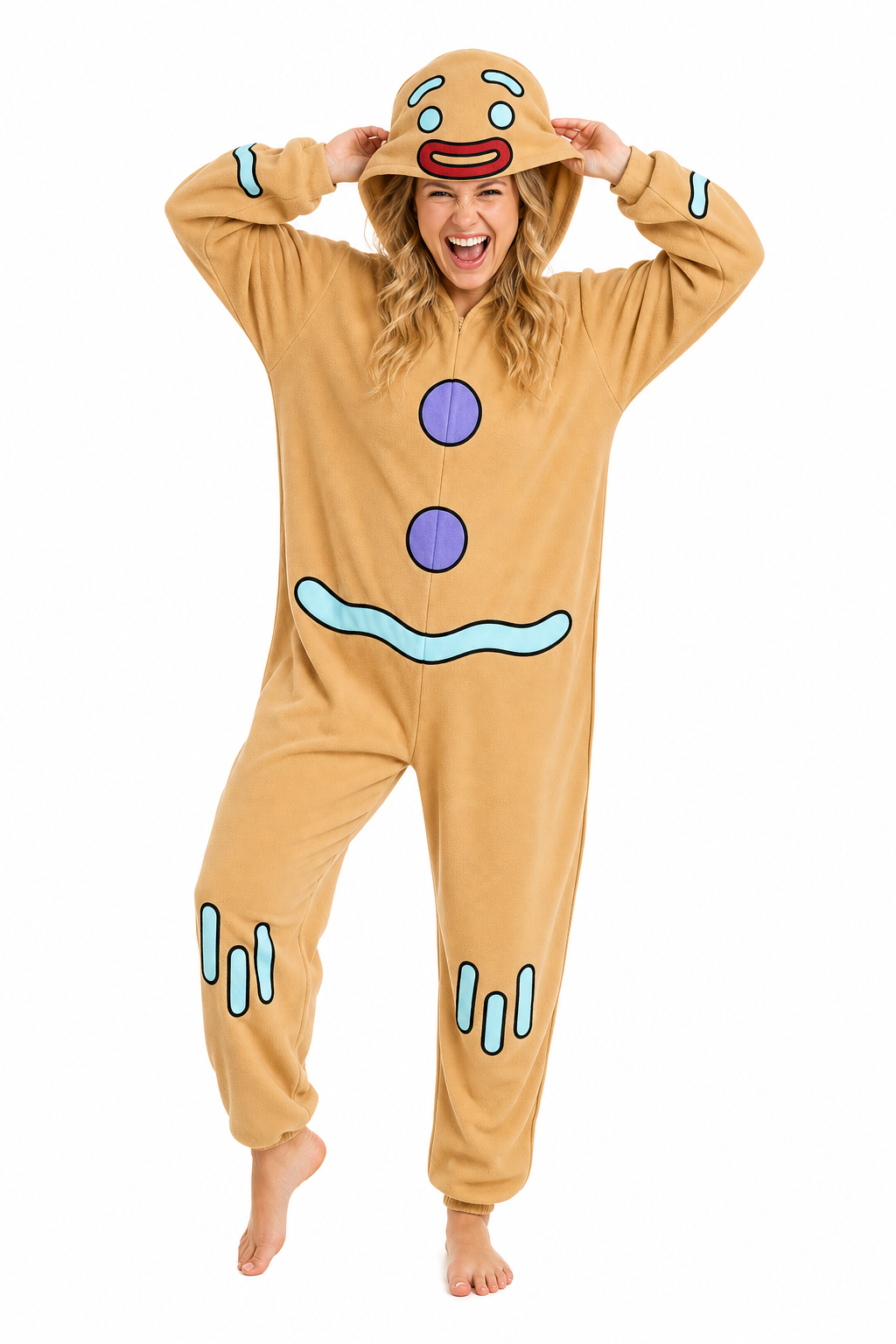 Plush Gingerbread Man Hooded Onesie