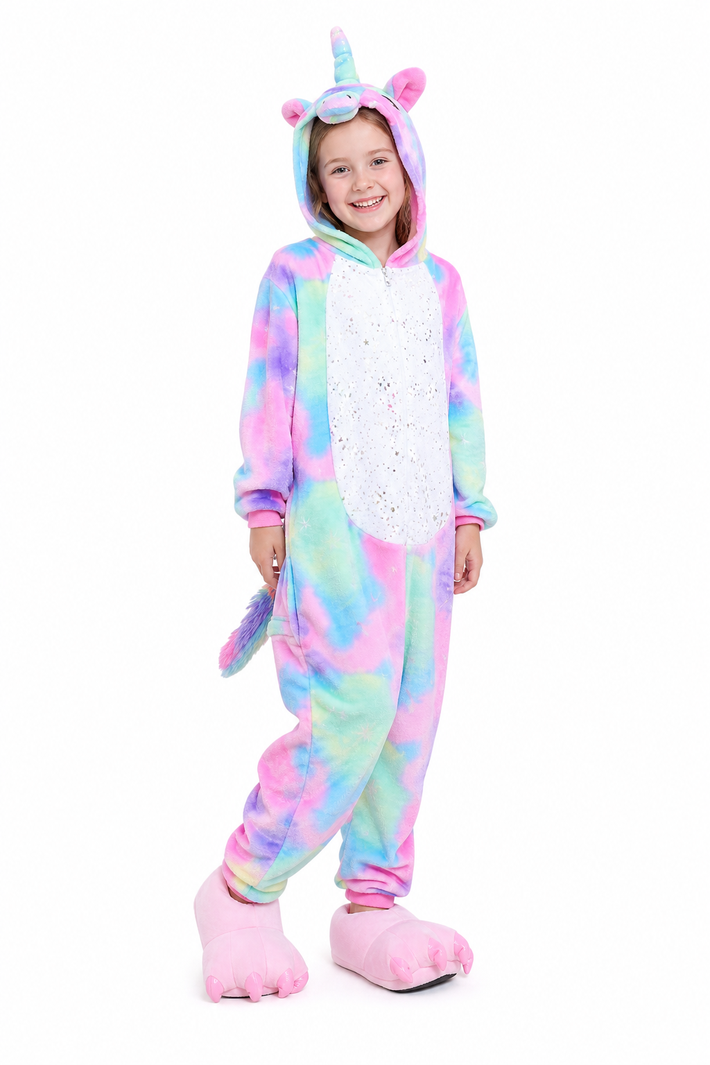Plush Pastel Tie-Dye Unicorn Kids' Onesie
