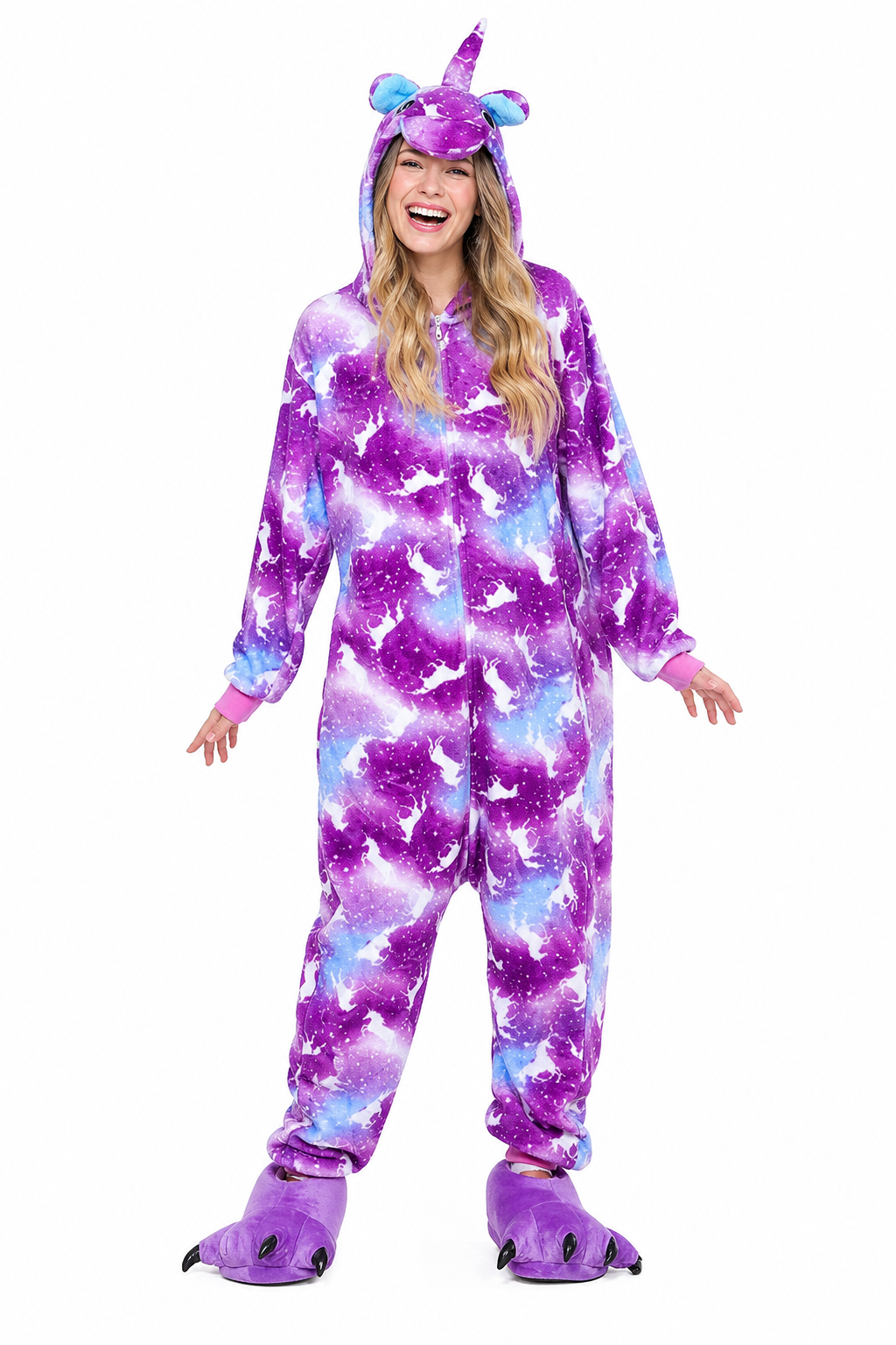 Plush Purple Galaxy Unicorn Kigurumi Onesie