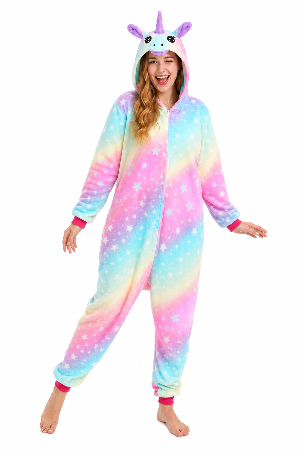 Plush Rainbow Star Unicorn Kigurumi