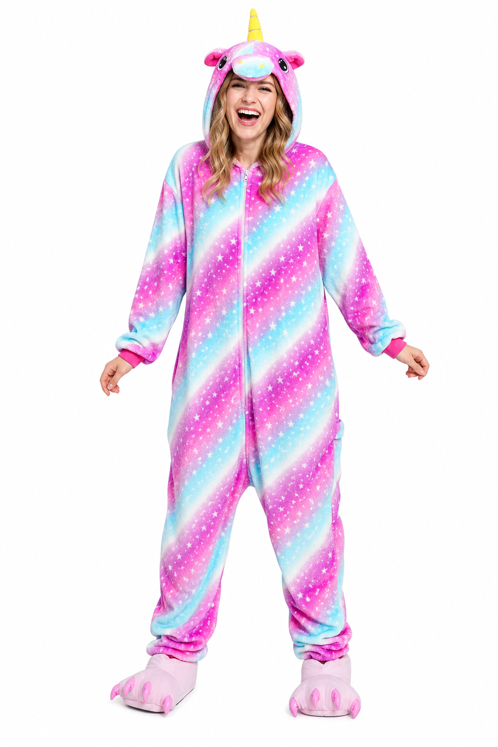 Plush Unicorn Kigurumi with Galaxy Star Pattern