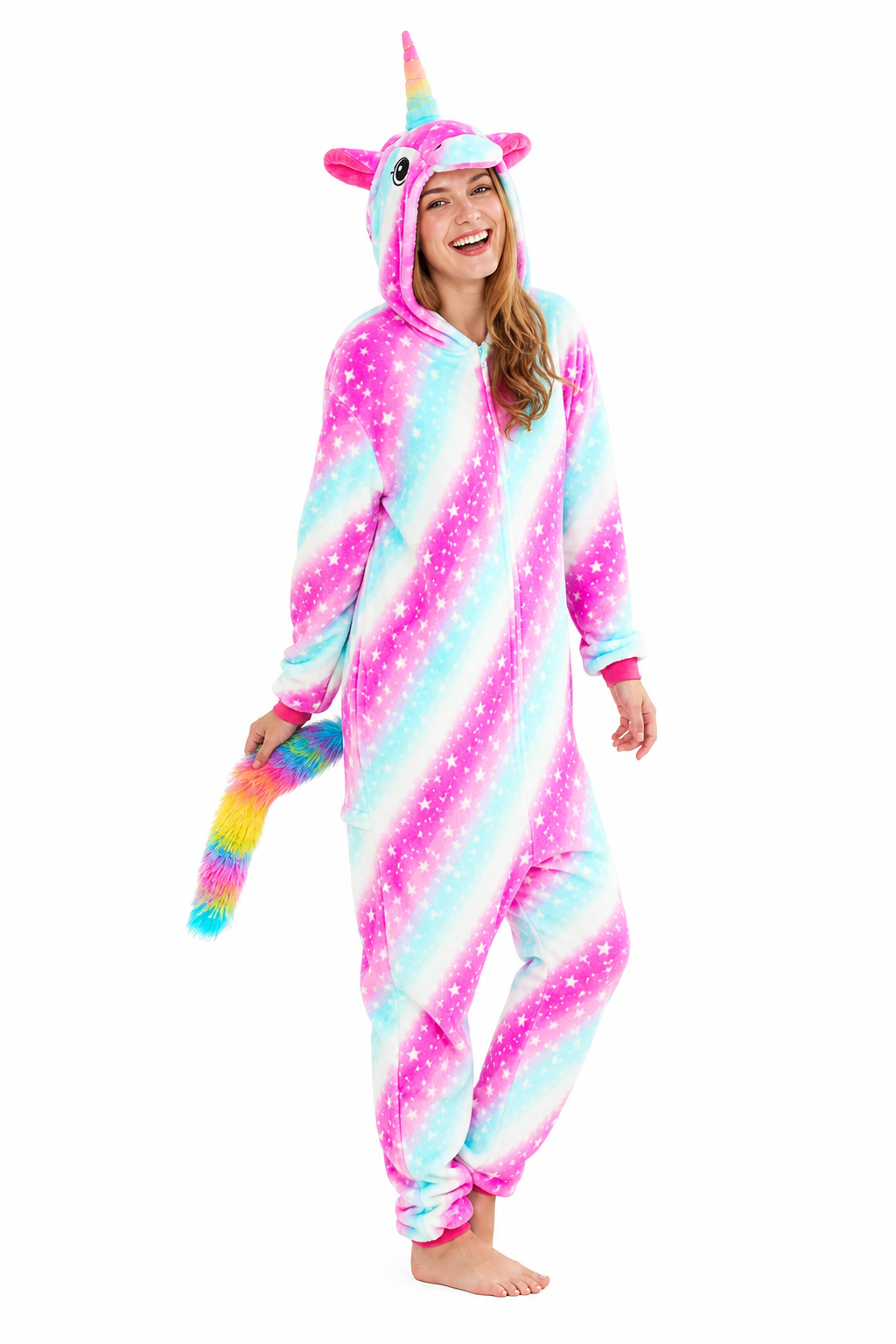 Rainbow Star Unicorn Kigurumi with Fluffy Tail