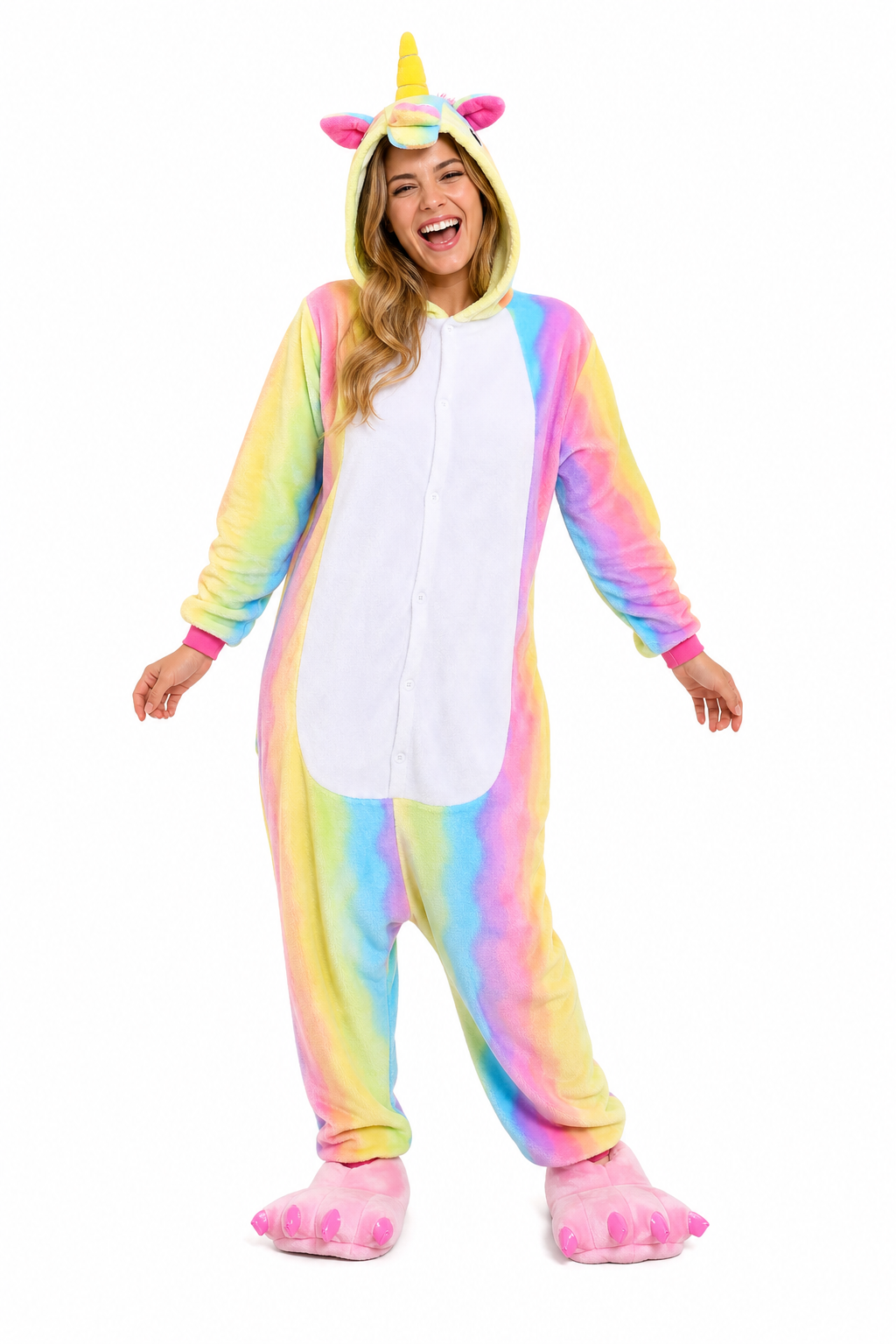 Rainbow Tie-Dye Unicorn Onesie with Paws