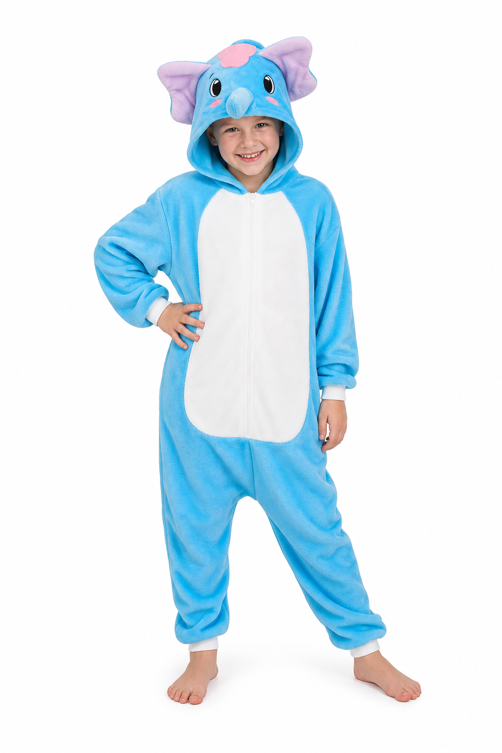 Sky Blue Elephant Kids' Plush Kigurumi