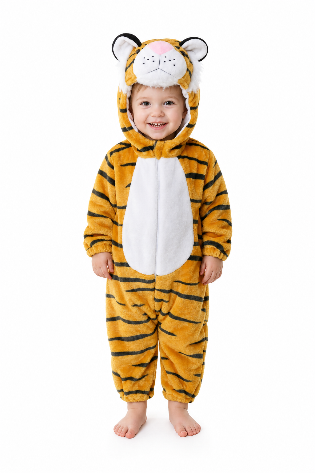 Toddler Plush Tiger Hooded Jumpsuit