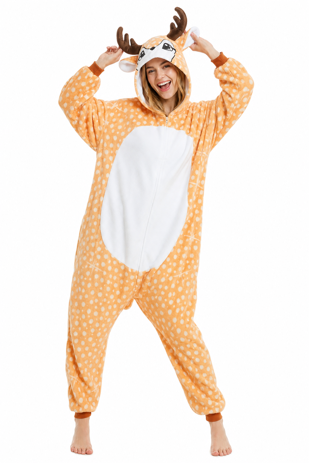 Unisex Orange Spotted Fawn Kigurumi Onesie