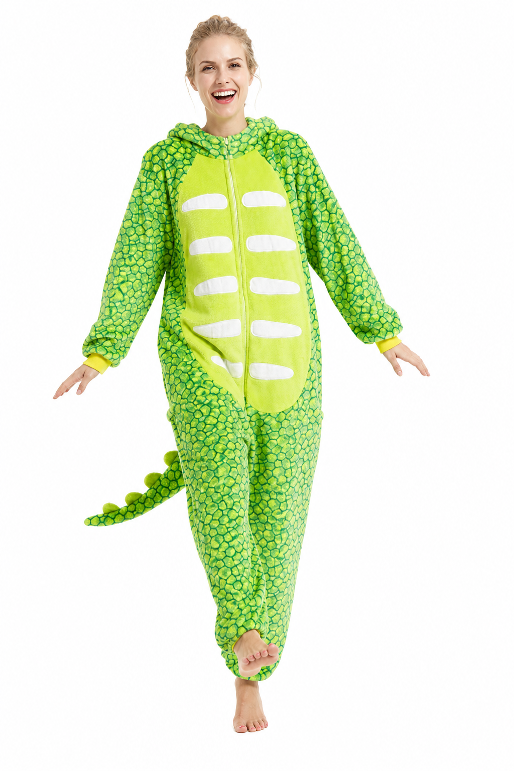 Vibrant Green Dinosaur Plush Onesie