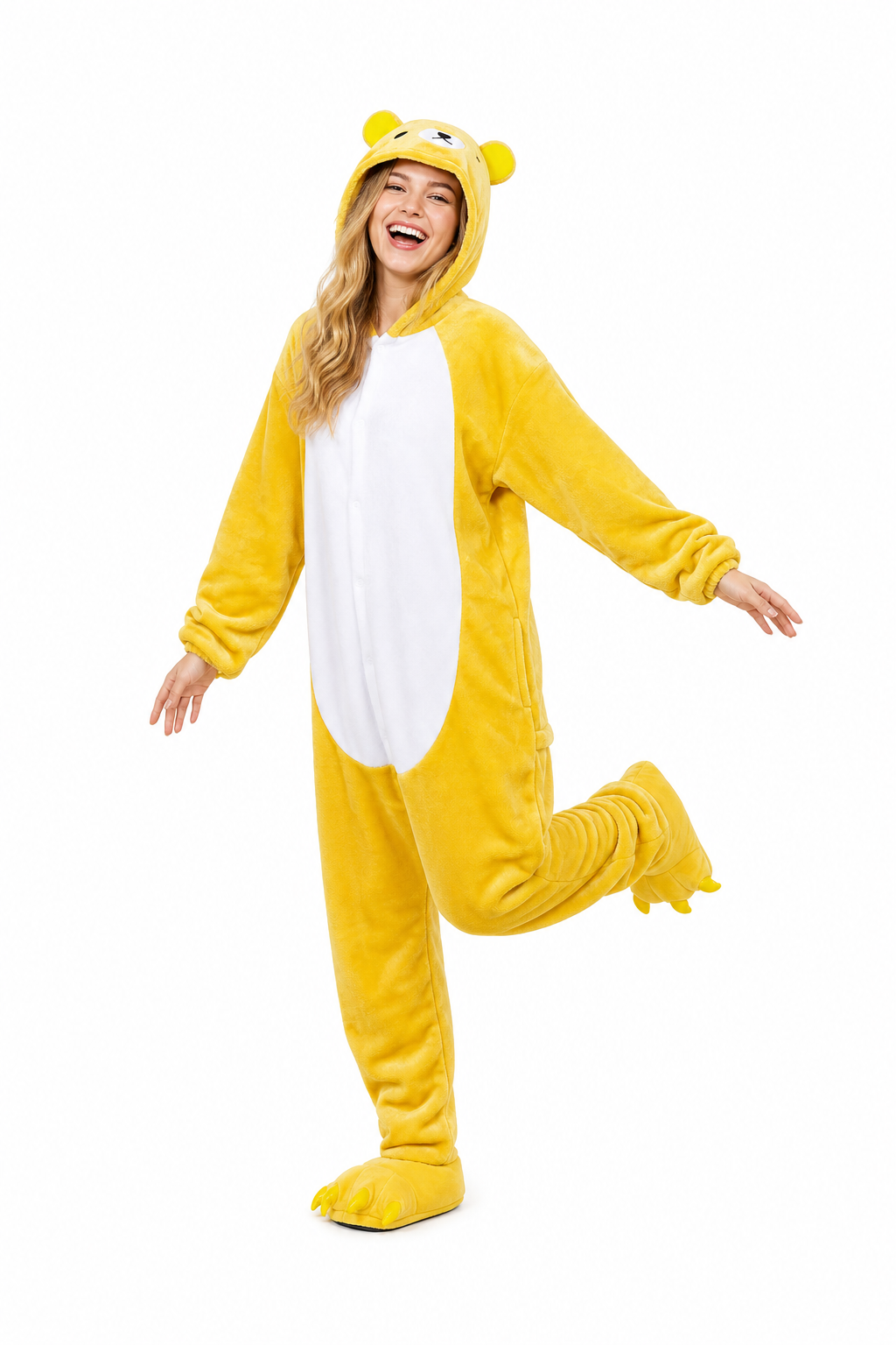 Yellow Plush Bear Kigurumi with Claw Feet